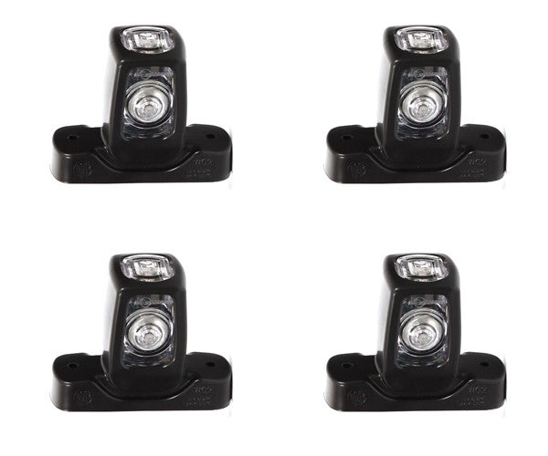 Avertisseur lumineux LED triple rectangulaire, corps court, 12/24 V