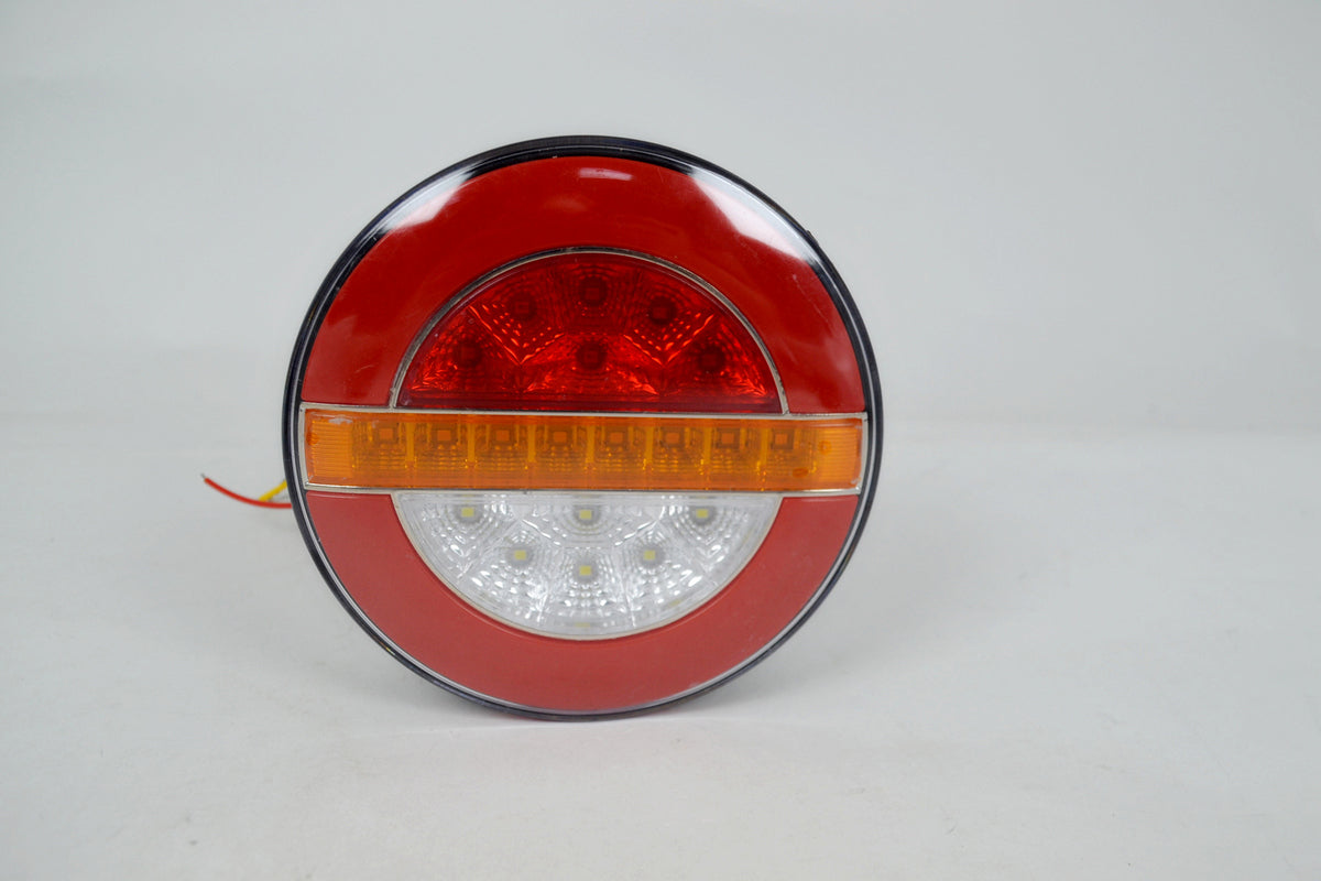 Linkes LED-Hamburger-Rücklicht, Rot/Weiß, 24V, dynamischer Blinker, 140 mm