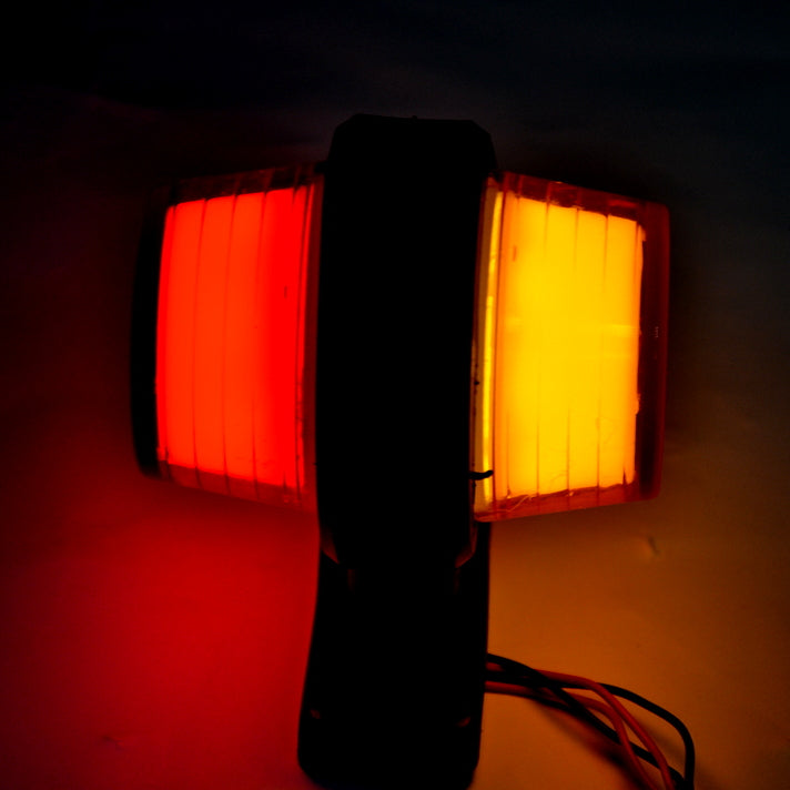 Neon-Positionsleuchte Rot/Gelb Kurzes Horn 12/24V 110 x 90 mm Gummifuß
