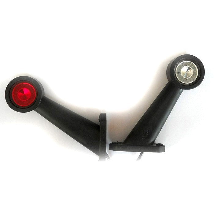 Feu de gabarit latéral LED, long incliné rouge/blanc, 12/24 V, montage côté gauche