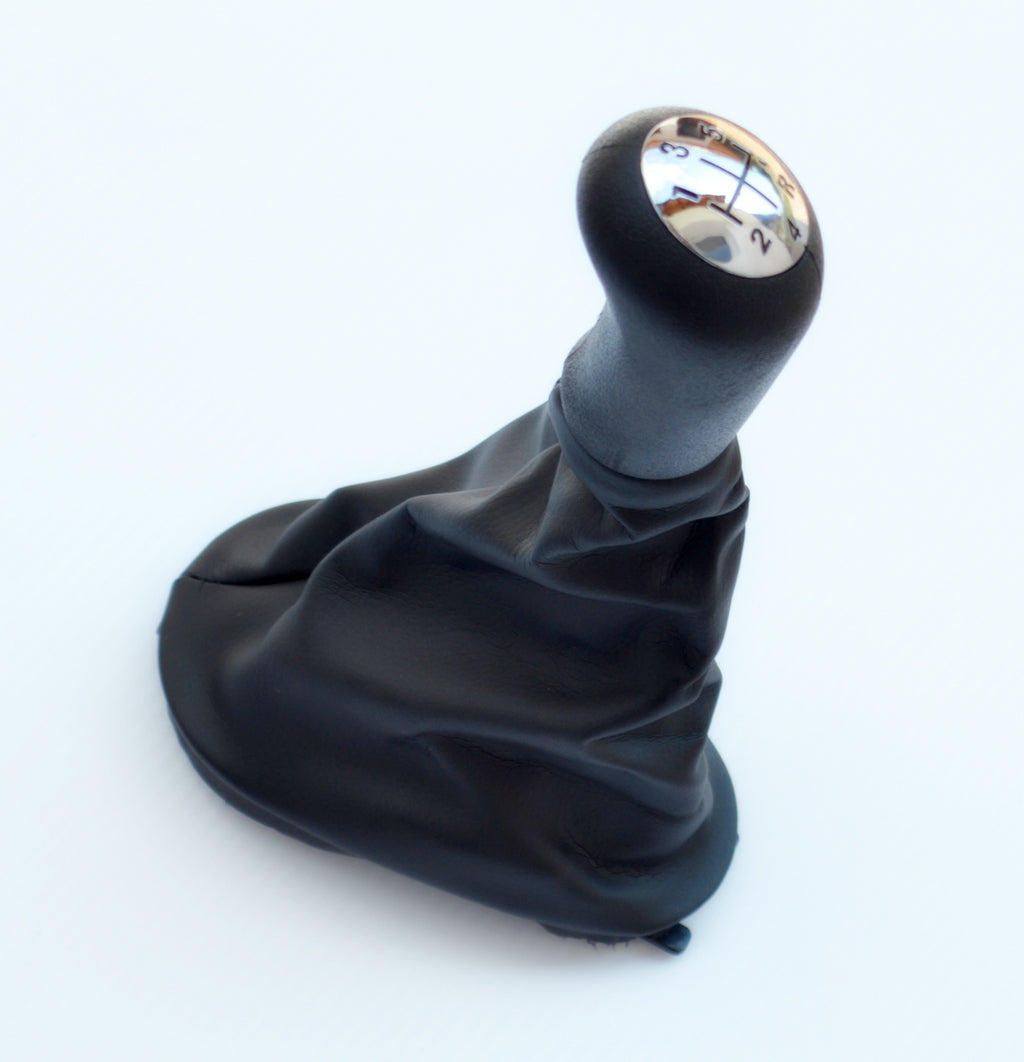 Pommeau de levier de vitesses avec soufflet – adapté pour Renault Clio 2001–2004, 5 vitesses, plastique noir et cuir, chrome avec marquage