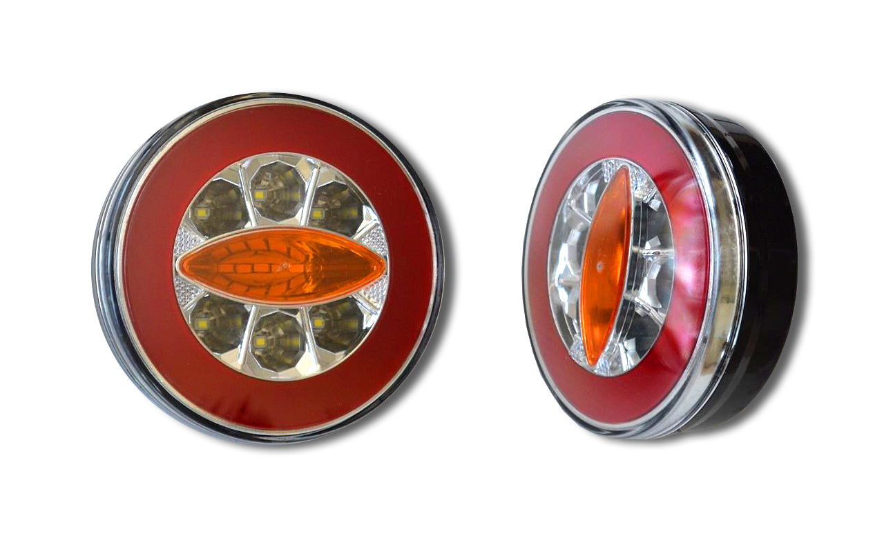 Кръгъл LED неон стоп блок тип "хамбургер", 140 mm, 12 V, заден фар с 4 функции