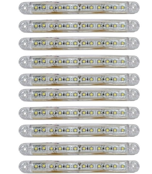 White LED Marker Light, 24V, 12 LEDs, 170 x 20 x 10 mm