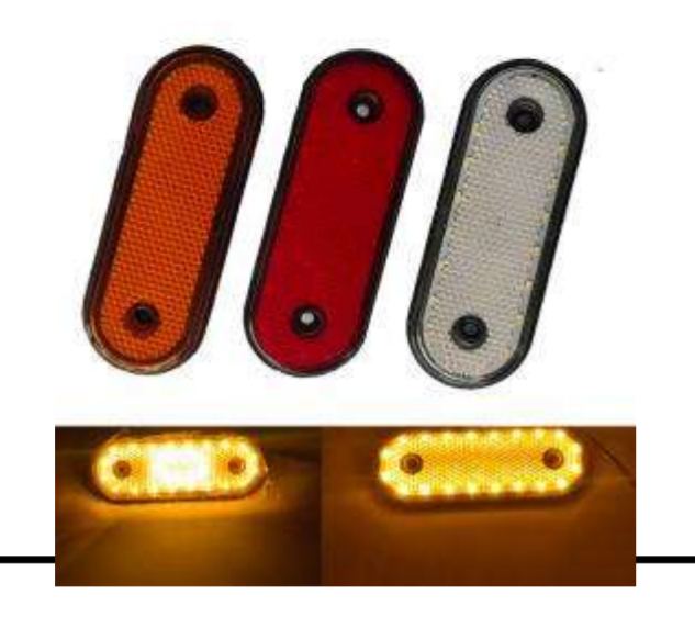 Οβάλ φως οριοθέτησης LED, 20 LED, 24V, κίτρινη πλαϊνή λυχνία