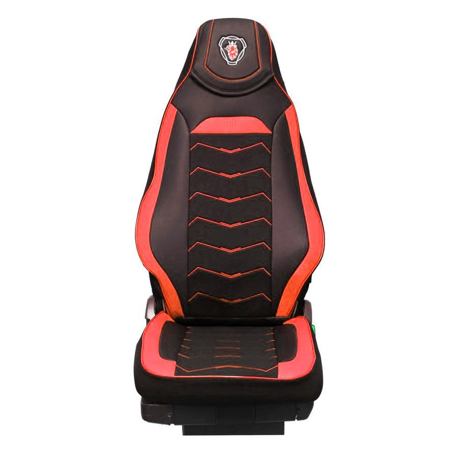 Housses de siège adaptées pour Scania R 2004–2016, noir et rouge, cuir et Alcantara