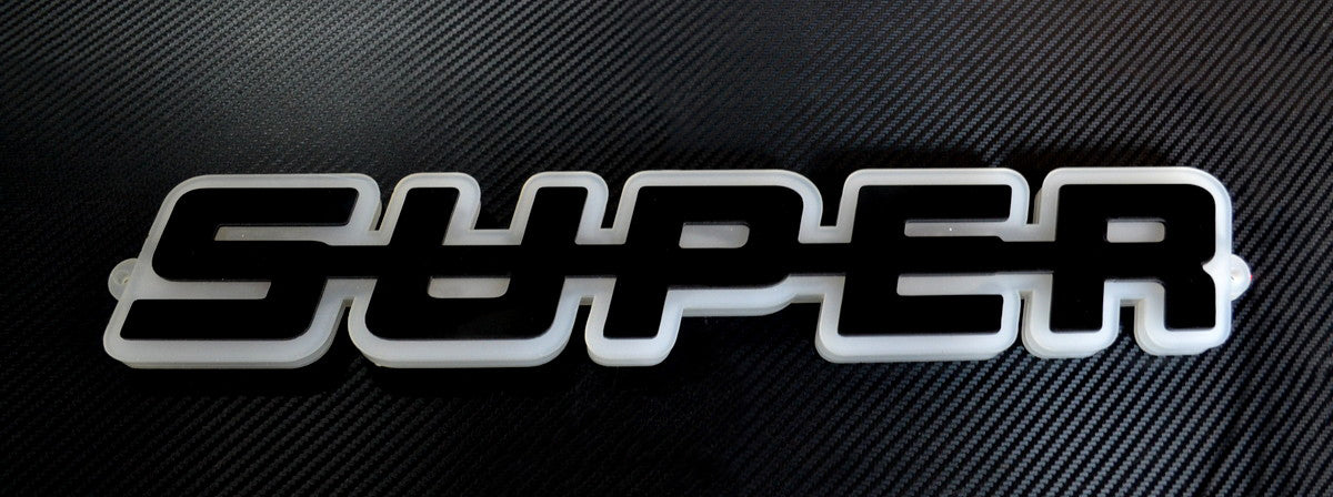 Φωτιζόμενη πινακίδα καθρέπτη "SUPER" – 24V κόκκινο LED, 400 x 70 x 10 mm για φορτηγά