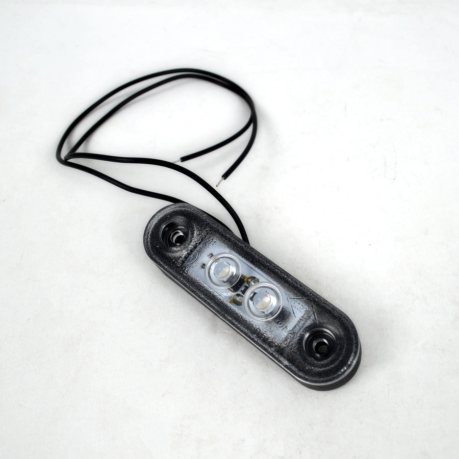 Φανός στίγματος περιγράμματος LED, με αναλαμπή, 2 SMD LEDs, διπλή μαύρη βάση, λευκό και κόκκινο φως