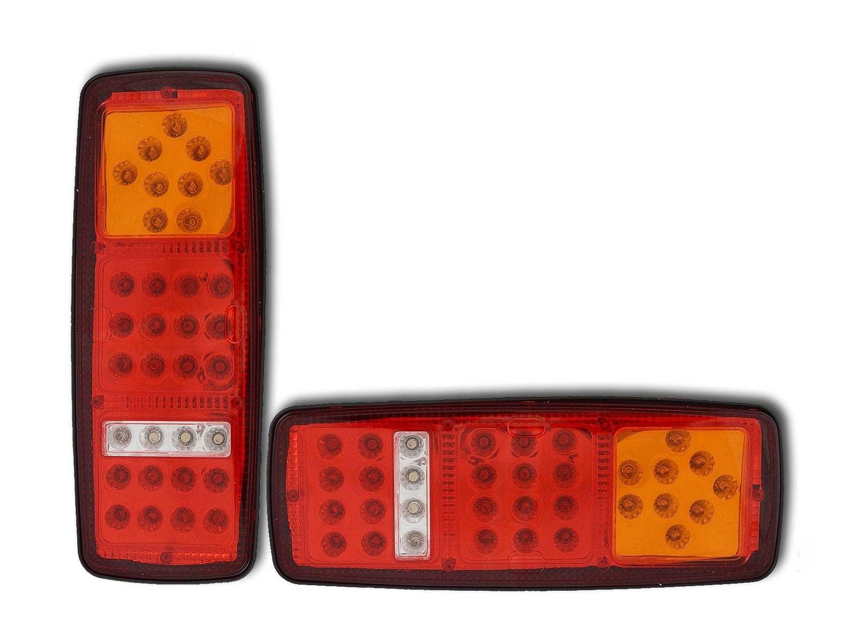 Jeu de feux arrière à LED, petits feux arrière 3 sections avec lentille blanche, lot de 2