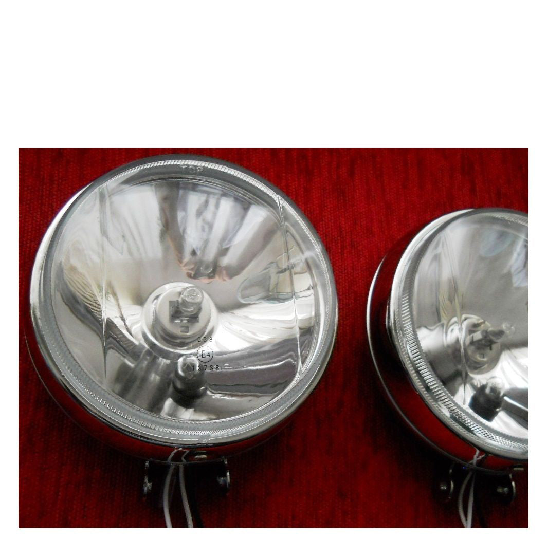 Grands projecteurs halogènes ronds, coque chromée, faisceau blanc, jeu de 2