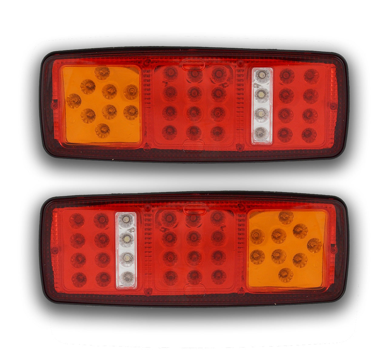 Jeu de feux arrière à LED, petits feux arrière 3 sections avec lentille blanche, lot de 2