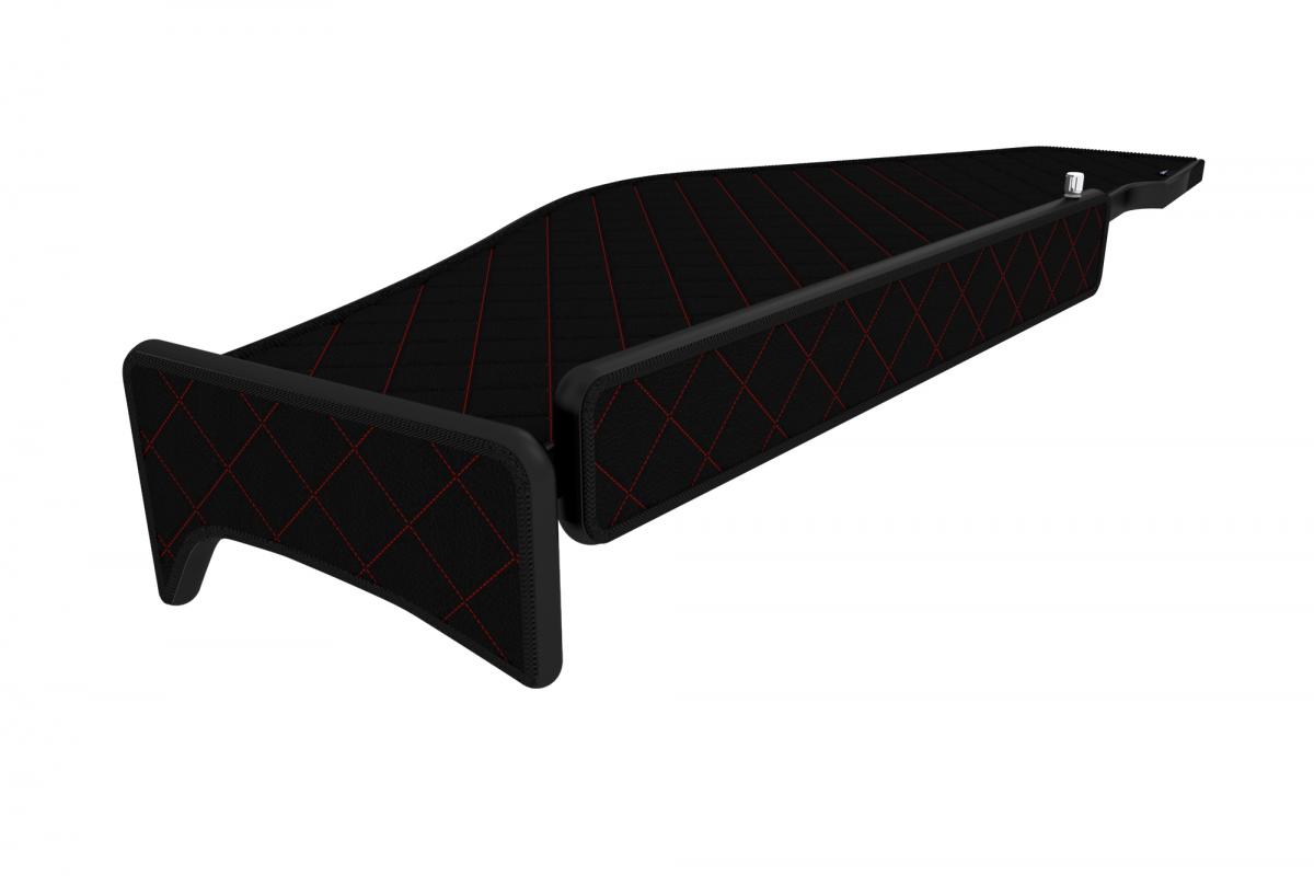 Table de tableau de bord longue – adapté pour Renault Range T (à partir de 2014), noir avec surpiqûres rouges, éclairage LED