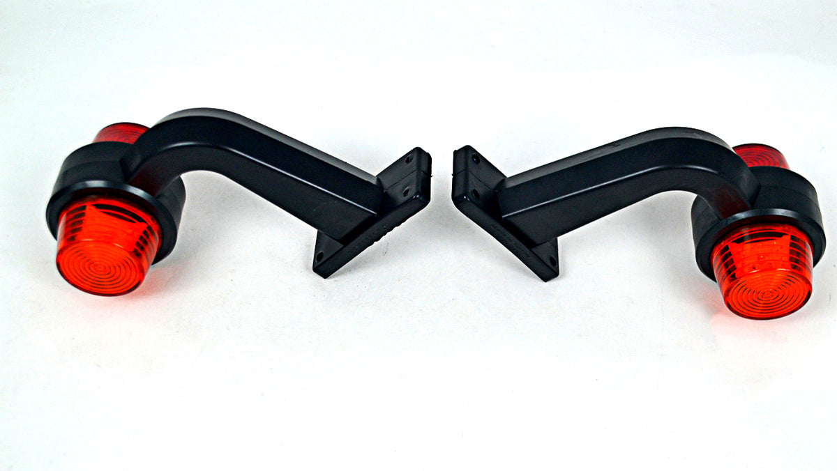 Feu de gabarit latéral à LED avec bras coudé en caoutchouc, rouge/jaune, 12/24 V