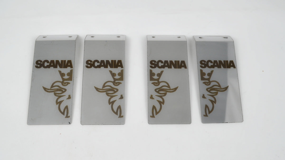 Supports de bavettes adapté pour camions Scania – Jeu de 4 en inox avec logo Griffin, 165 x 70 mm