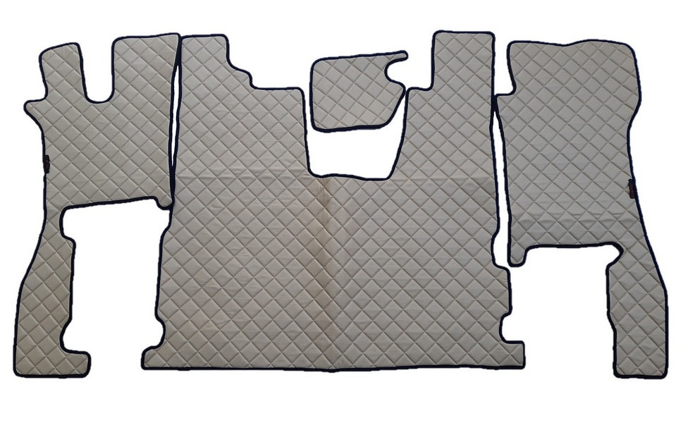 Beige Eco Leather Floor Mats – suitable for Scania R 2016+, Beige Stitching