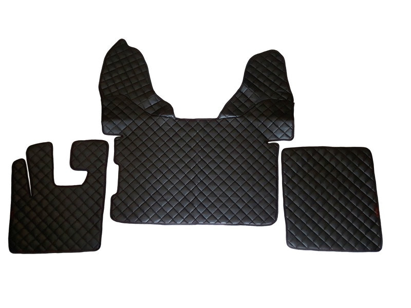Tapis de sol en cuir synthétique (éco-cuir) noir – adapté pour DAF 105, 2009+