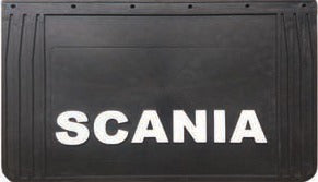Black Relief Mudflaps – 40 x 60 cm, suitable for Scania Logo in White, Set of 2