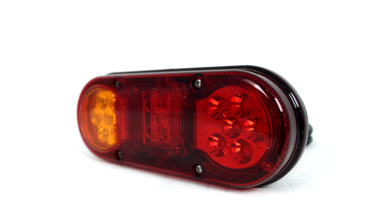 Feu arrière gauche LED ovale, 3 fonctions, 12/24 V, 205×80×53 mm