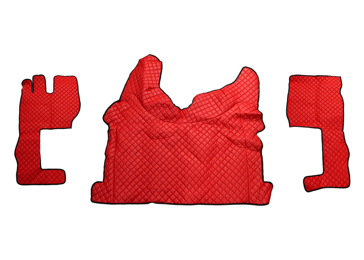 Tapis de sol en cuir rouges – adapté pour Volvo FH4 (2021+), cabine longue