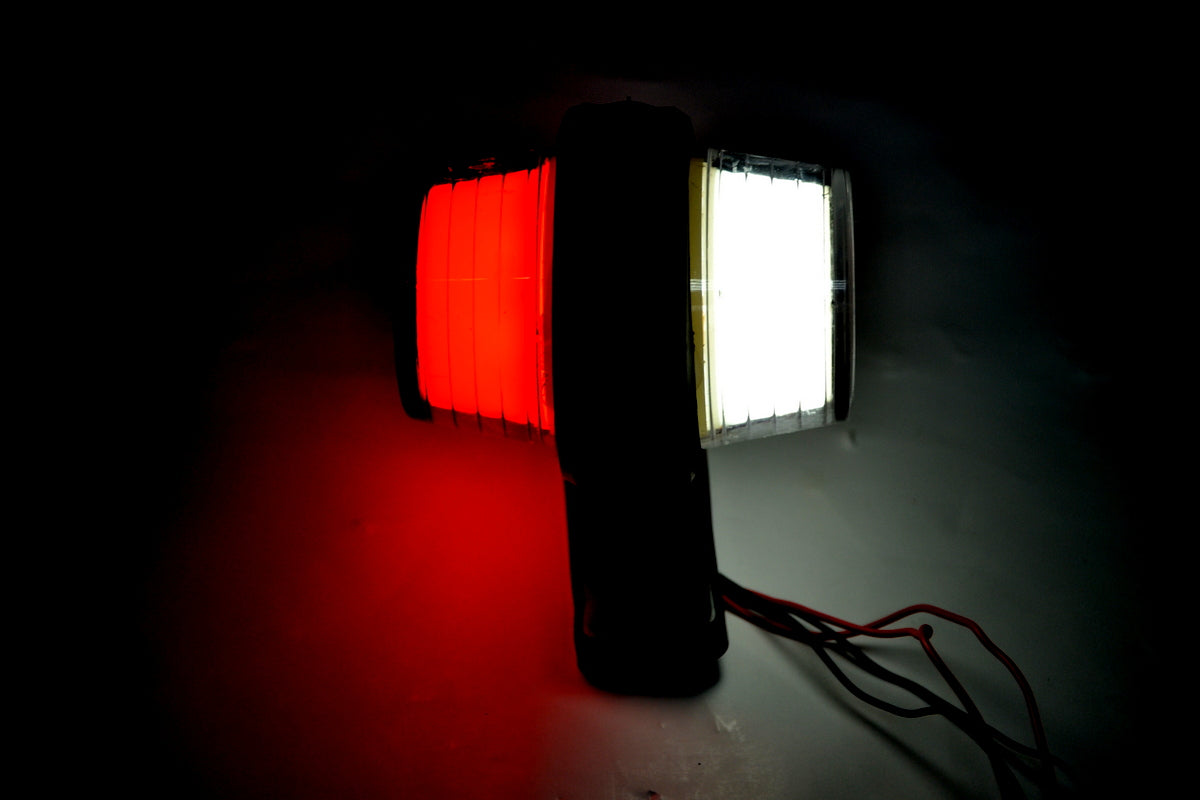 Feu de position latéral néon – type corne courte, rouge/blanc, 12/24 V, adapté pour logo Scania