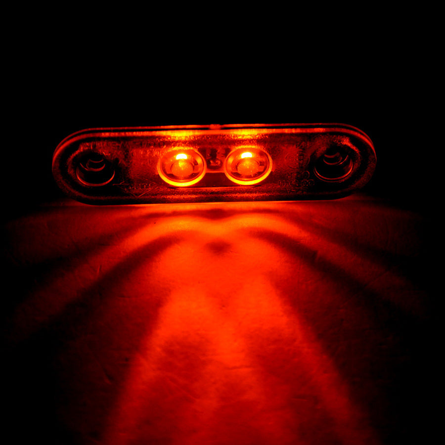 Feu de position LED clignotant, 2 LED SMD, double embase noire, cabochon blanc, ambre, 12/24 V, 79 x 23 mm