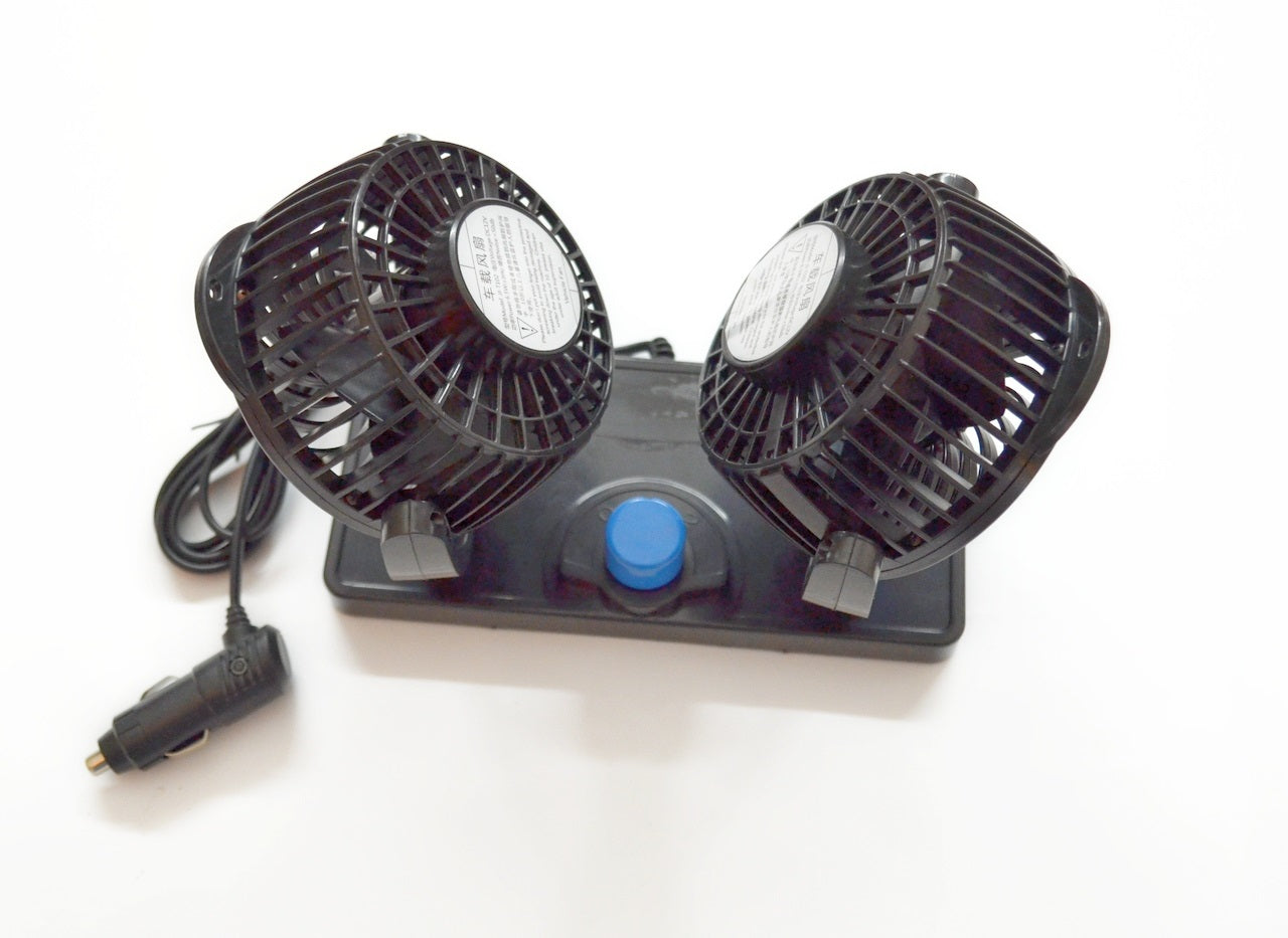 Ventilateur double 12 V Hurricane – Ventilateur intérieur auxiliaire noir pour véhicule