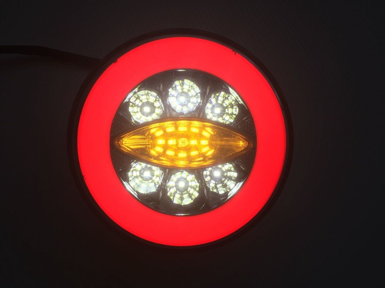 Runde Multivolt LED-Neon-Heckleuchte (Hamburger), 12/24 V, 140 x 45 mm, 4 Funktionen