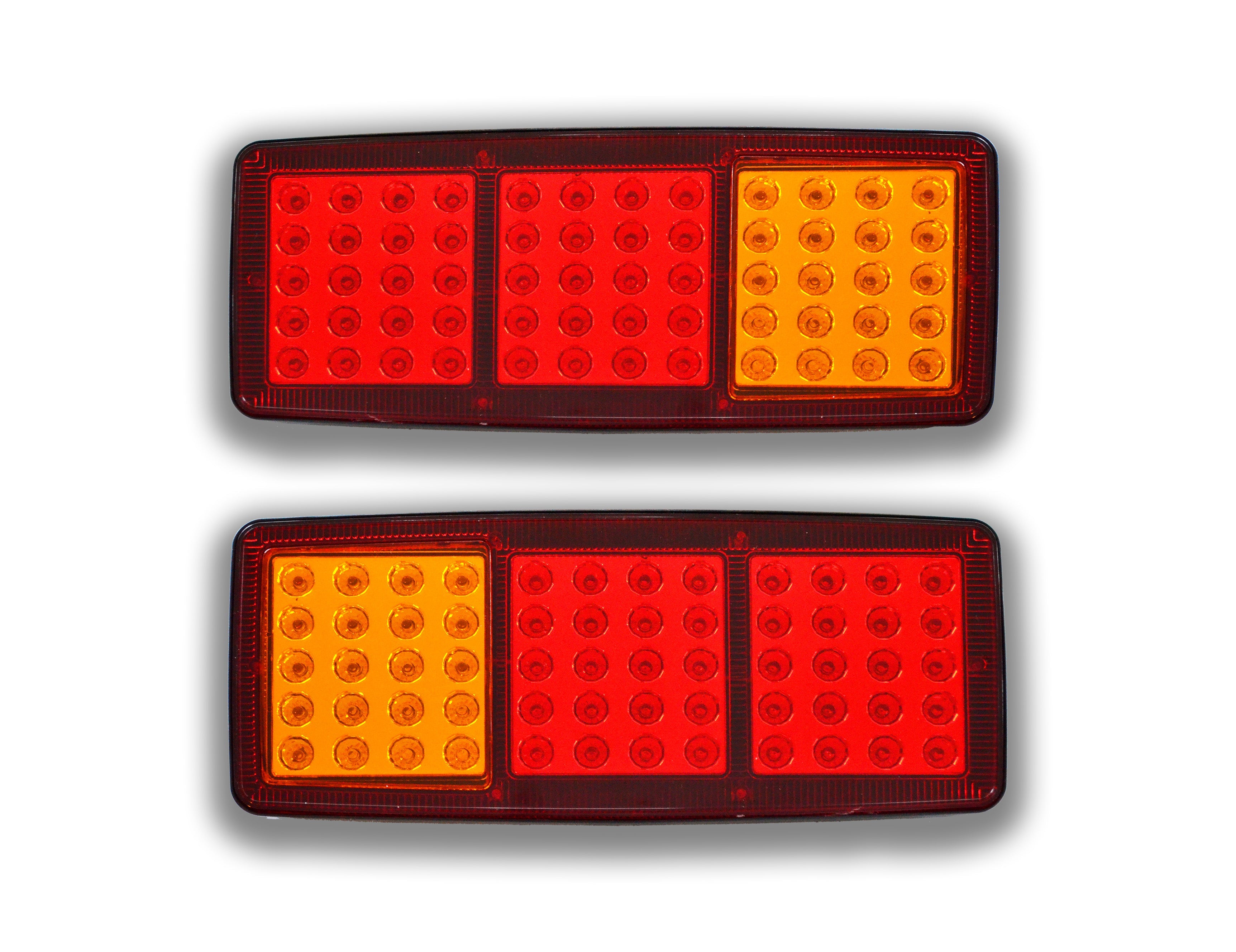 Jeu de feux arrière LED, 3 sections, 60 LED, 24 V, paire pour camions et remorques