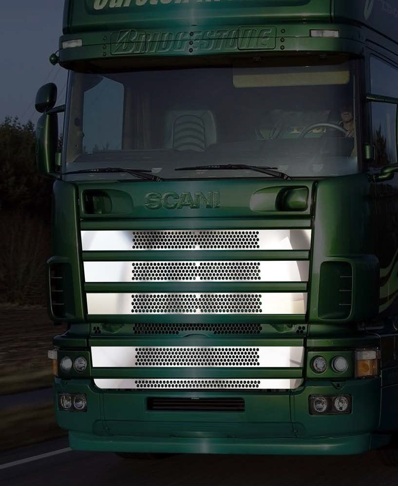 Décoration de calandre avant – adapté pour Scania L, jeu 5 pièces en acier chromé-nickelé