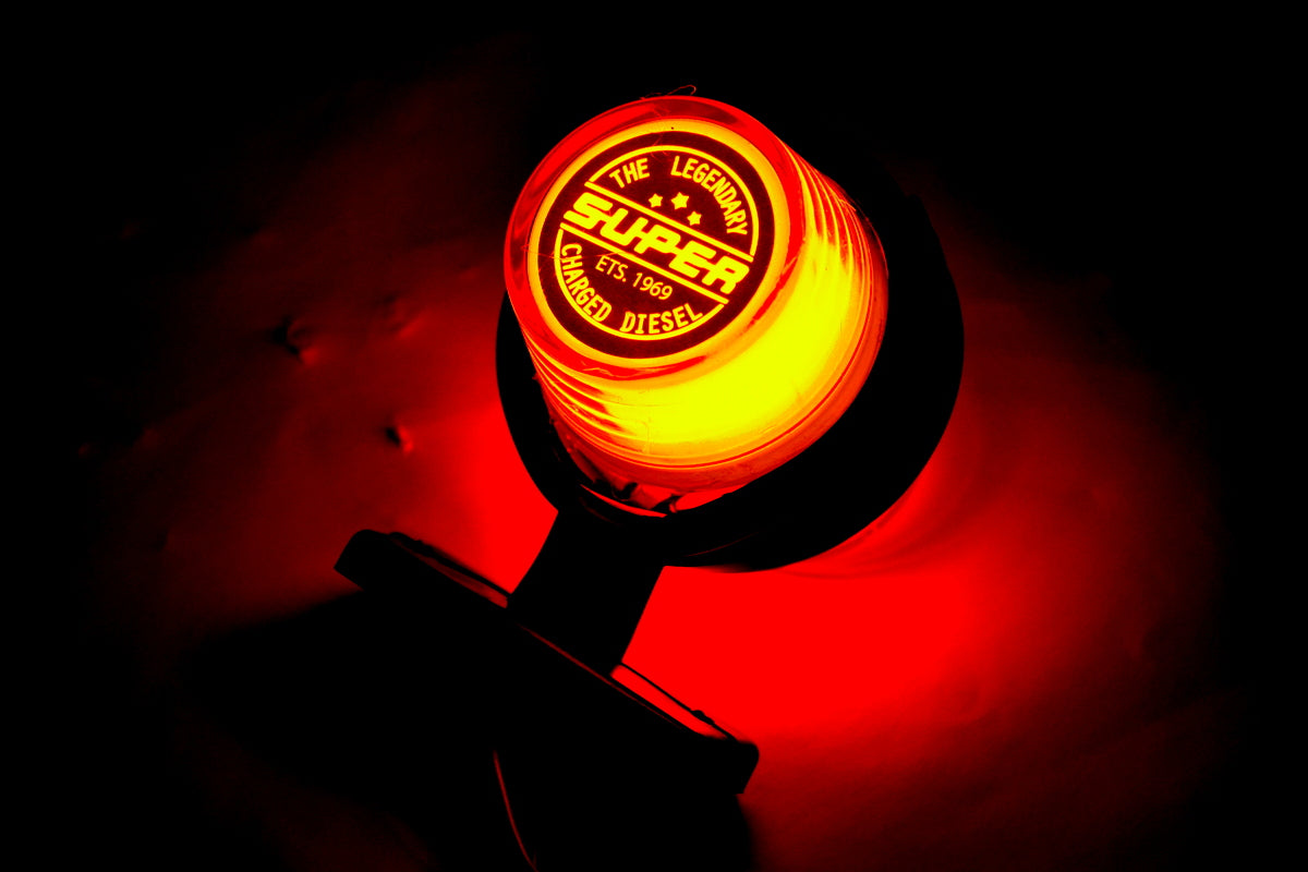 Feu de gabarit latéral maxi néon rouge/jaune avec embase en caoutchouc 720 mm, 12/24 V