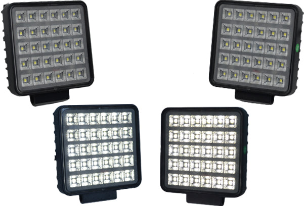 Projecteur de travail LED carré, 30 W, 30 LED, 11 cm, 12/24 V, avec interrupteur marche/arrêt