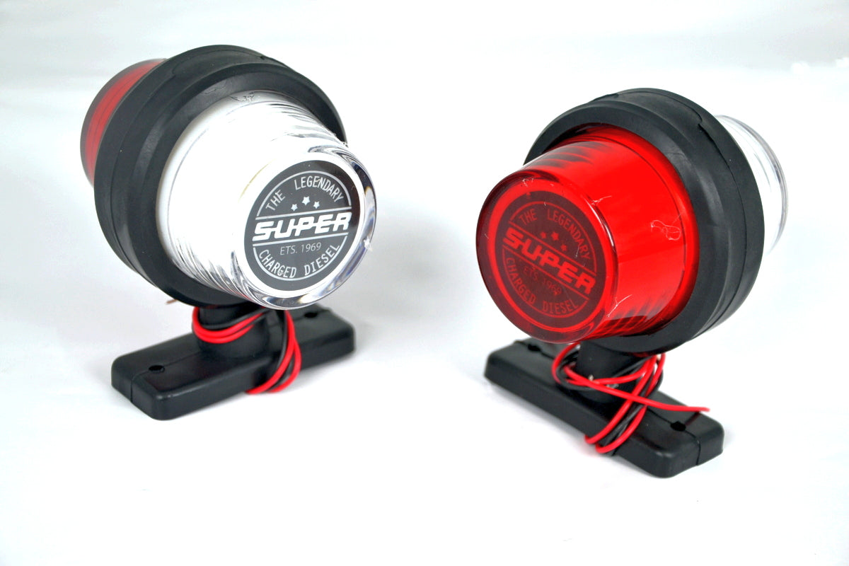 Neon-Seitenmarkierungsleuchte, kurzer Arm, rot/weiß, 12/24V, 110 x 90 mm