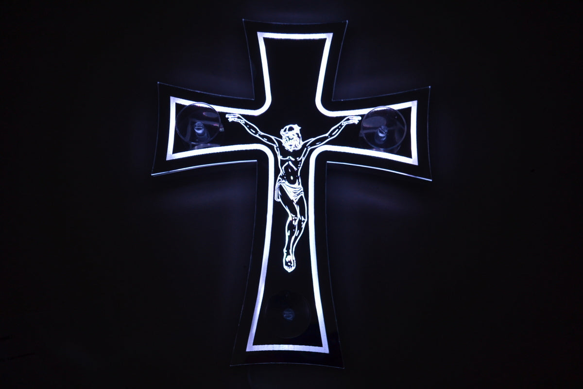 3D LED Cross with Jesus, 24V RGB Decorative Light, 230 x 290 x 40 mm