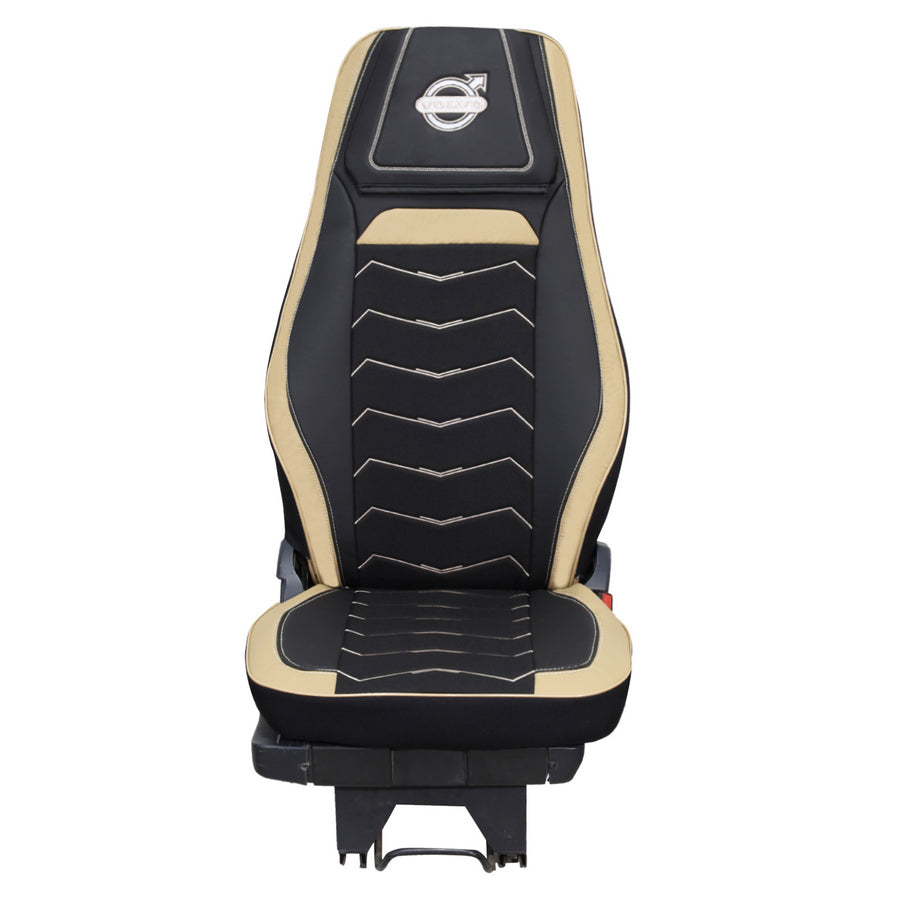 Housses de siège adaptées pour Volvo FH4 Euro 6 – cuir et Alcantara noir et beige