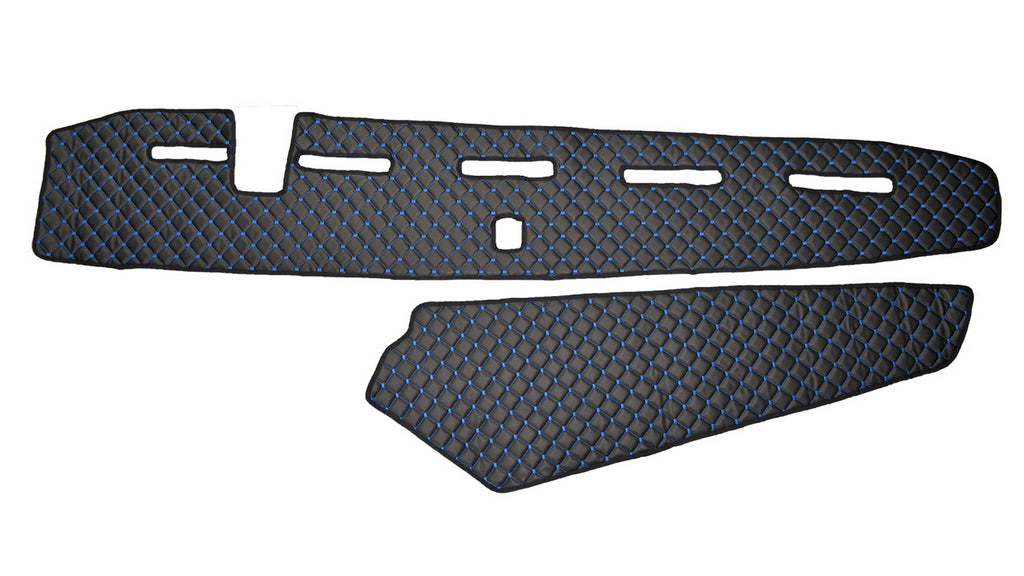 Dashboard Mat Set – Eco Leather, 2-Piece, suitable for Volvo FH4 with Sensor 2013+, Black with Blue Stitching