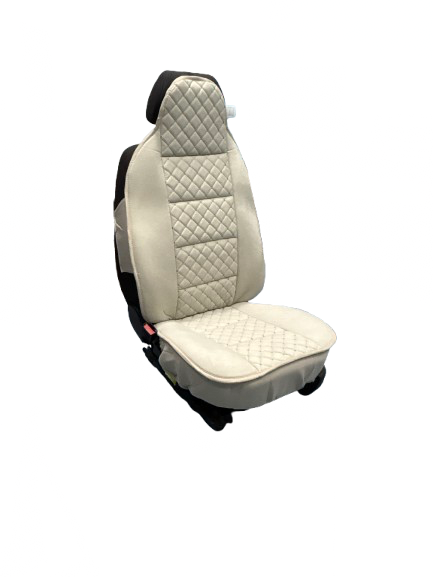 Калъфи за автомобилни седалки с масажиращ ефект, Alcantara и кожа, бежови, комплект 2 броя