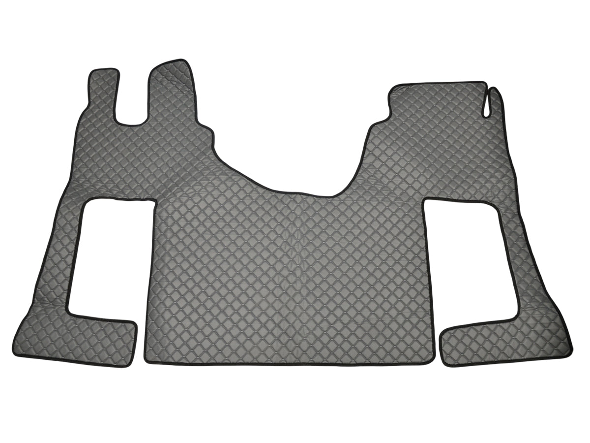 Tapis de sol en cuir synthétique (éco-cuir) gris foncé – adapté pour Mercedes Actros MP4, siège à suspension pneumatique droit, antidérapant