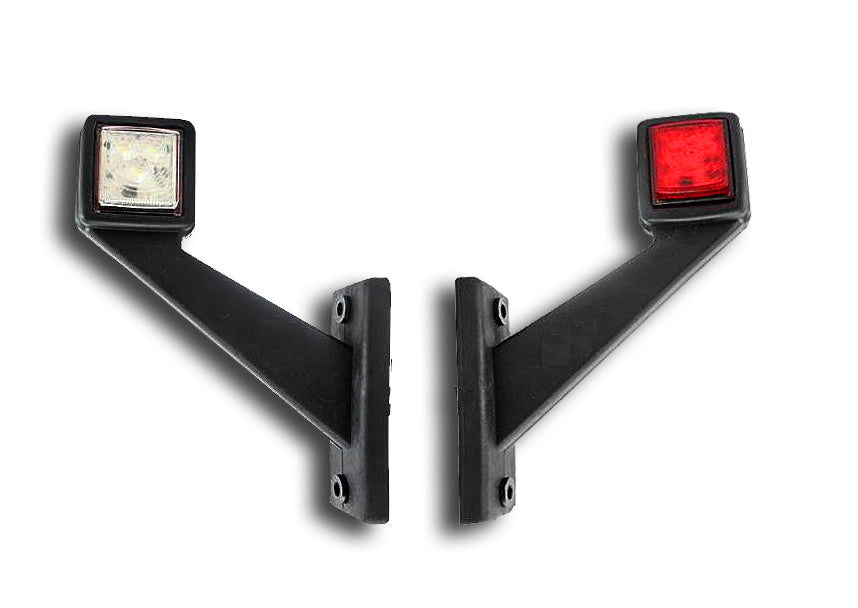 Feu de gabarit LED carré allongé incliné, noir/blanc, côté gauche, 12/24 V, 110 mm