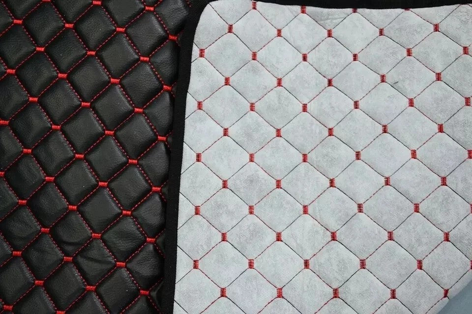 Black Eco Leather Floor Mats – Red Stitching, suitable for MAN TGX (from 03.2021) Without ADR Floor Brake