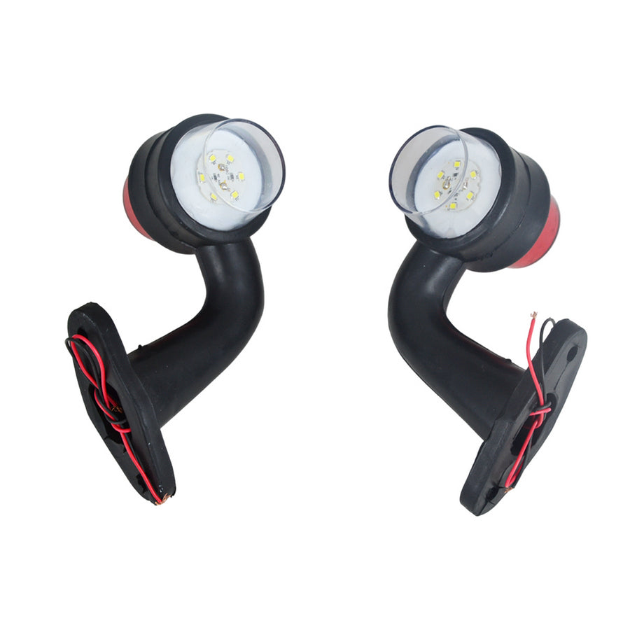 Mini lampe de position LED avec bras coudé, rouge/blanc, 12/24 V