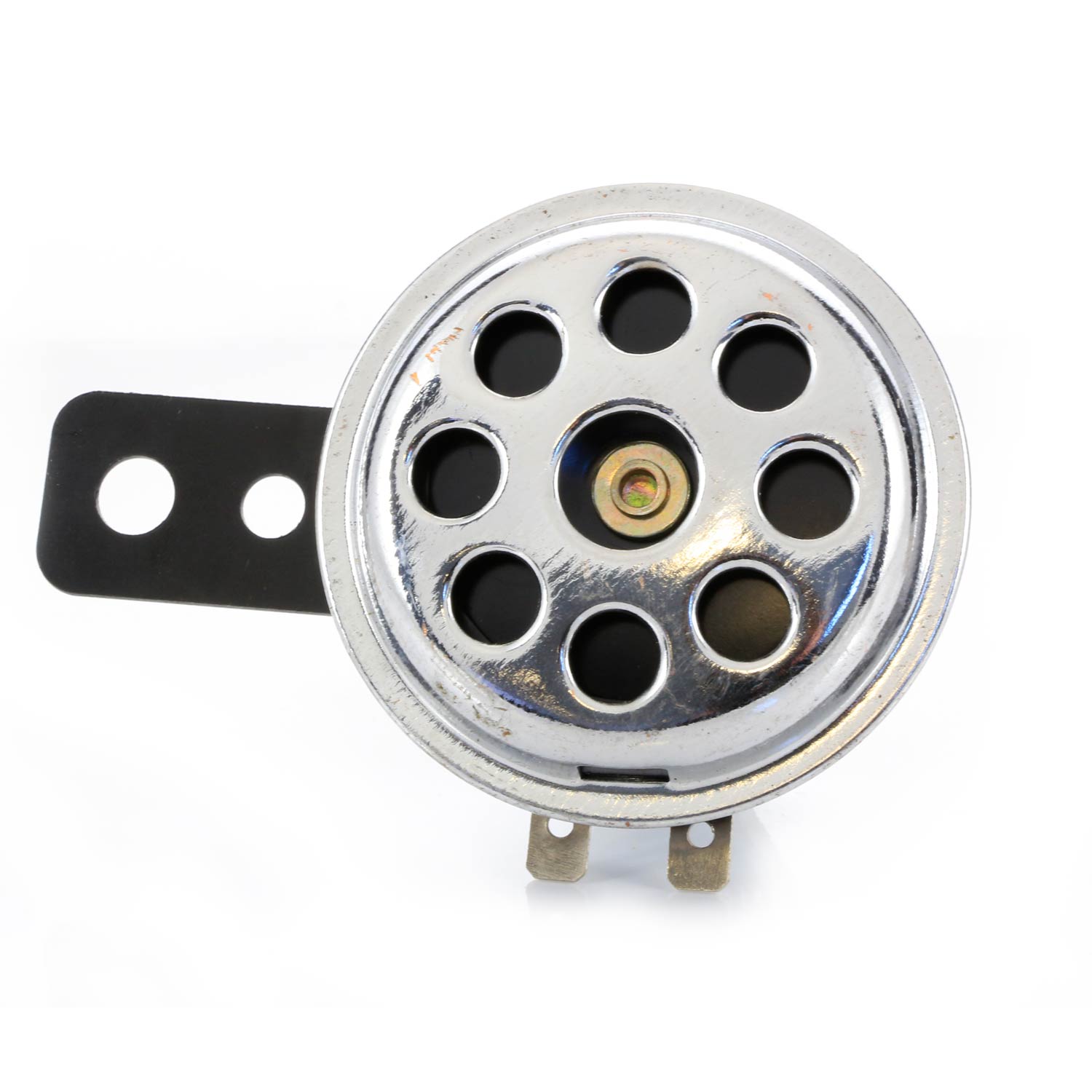 Mini Motorcycle Round Chrome Horn 12V 65 mm 110 dB Compact Loud Signal