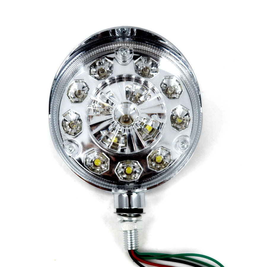 Runde LED-Lkw-Leuchte in Chrom – 14 LEDs, 24V, Rot/Weiß