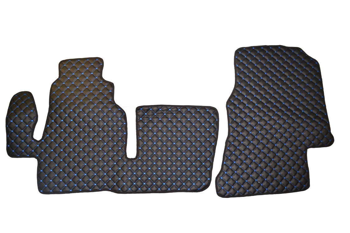 Leather Floor Mats – suitable for Mercedes Sprinter I 2000–2006, Black with Red Stitching