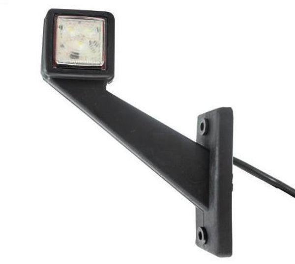 Feu de gabarit LED carré allongé incliné, noir/blanc, côté gauche, 12/24 V, 110 mm