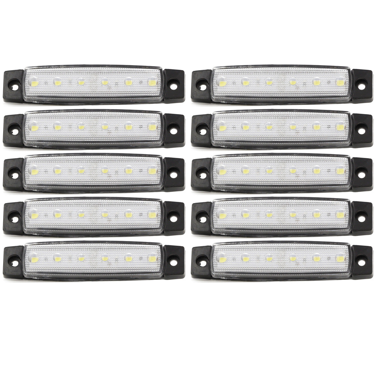White LED Side Marker Lights – 24V, Set of 10, 6 SMD LEDs