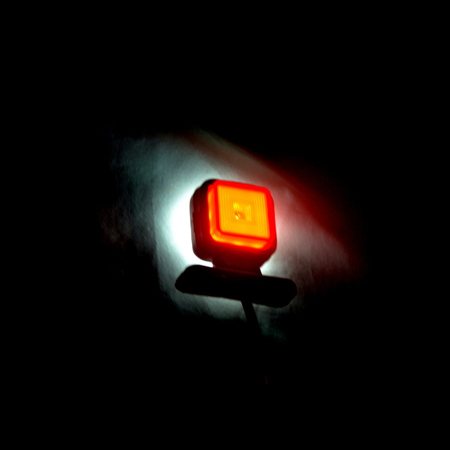 Feu de gabarit LED carré, corps court, 12/24 V, lentille et éclairage blanc/rouge