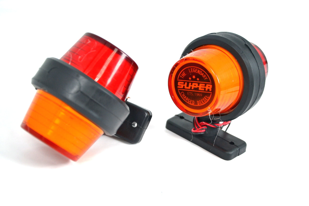 Feu de gabarit latéral maxi néon rouge/jaune avec embase en caoutchouc 720 mm, 12/24 V