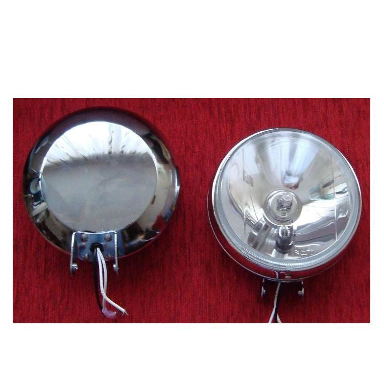 Grands projecteurs halogènes ronds, coque chromée, faisceau blanc, jeu de 2