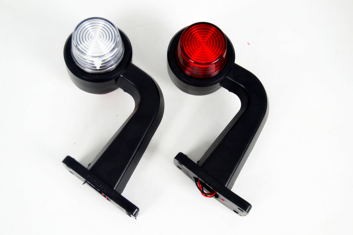 Feu de position maxi LED avec bras incliné, rouge/blanc, 12/24 V