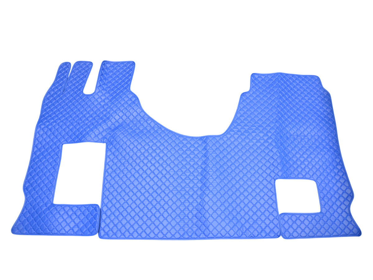 Leather Floor Mats – suitable for Mercedes Actros MP4, Folding Seat, Blue, Non-Slip