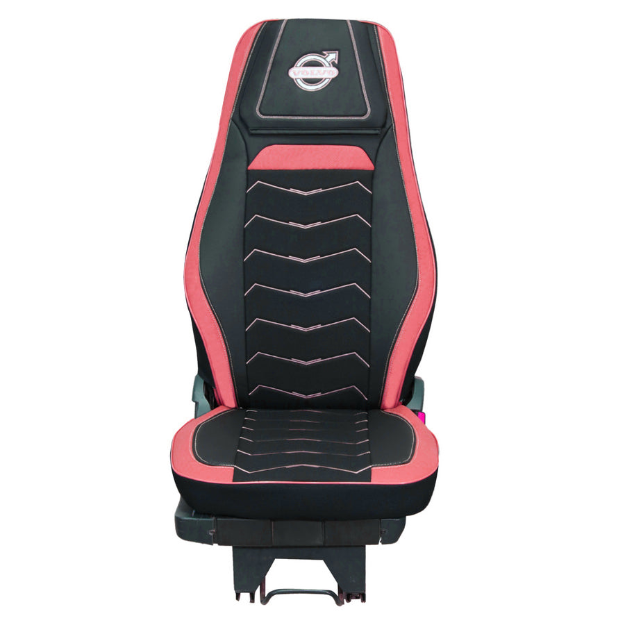 Housses de siège – adapté pour Volvo FH4 Euro 6, noir et rouge, cuir et Alcantara